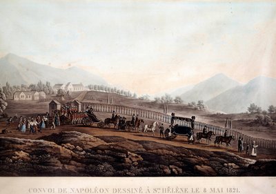 Convoi funèbre de Napoléon Ier (1769-1821) à Sainte-Hélène le 8/05/1821. Gravure vers 1830. Île d