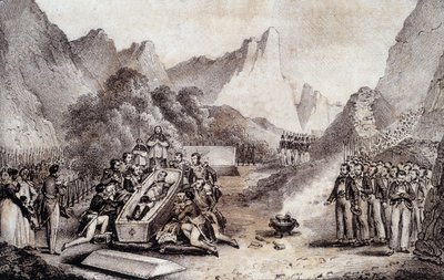 Funérailles de Napoléon Ier : exhumation du corps de Napoléon à Sainte-Hélène - dessin de Levilly, dans « Peinture historique des funérailles de Napoléon » par M. St Maurice, vers 1851. - French School