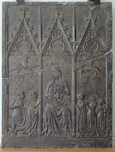 Stèle funéraire de la famille Sacquespee, du cimetière Saint-Nicaise à Arras, 1376 - French School