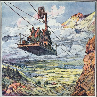 Funiculaire dans les Alpes italiennes, 1916 - French School