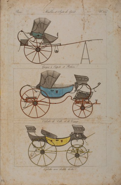 Meubles et Objets de Goût, No. 32, Phaéton Simple (gravure en couleur) - French School