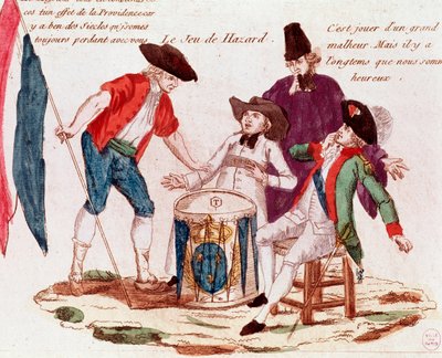Jeu de hasard joué par les Trois États (clergé, tiers-état et noblesse) (gravure, fin du 18e siècle) - French School