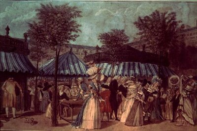 Promenade dans le jardin du Palais Royal, Paris, c.1810 (lithographie en couleur) - French School