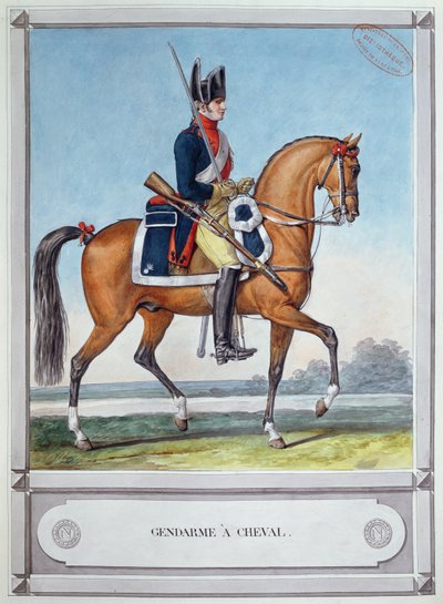 Gendarme monté sur un cheval, vers 1812 - French School