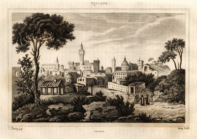 Vue générale de Sienne en Toscane, gravure par C. Deveze dans "Italie pittoresque", éditeur Amable Coste - French School