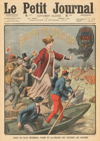 Générosité de la ville de Paris et de la France pour sauver les victimes des inondations, illustration de 
