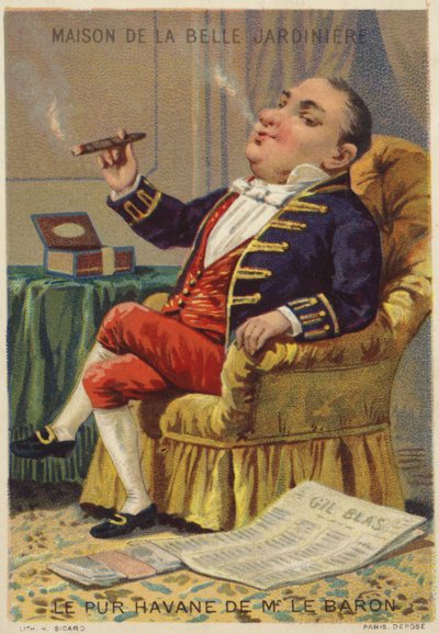 Gentleman fumant un cigare - French School