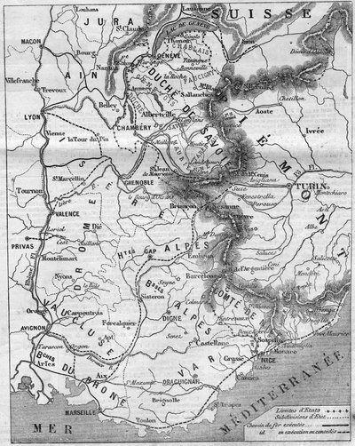 Carte géographique du Duché de Savoie et du Comté de Nice - French School
