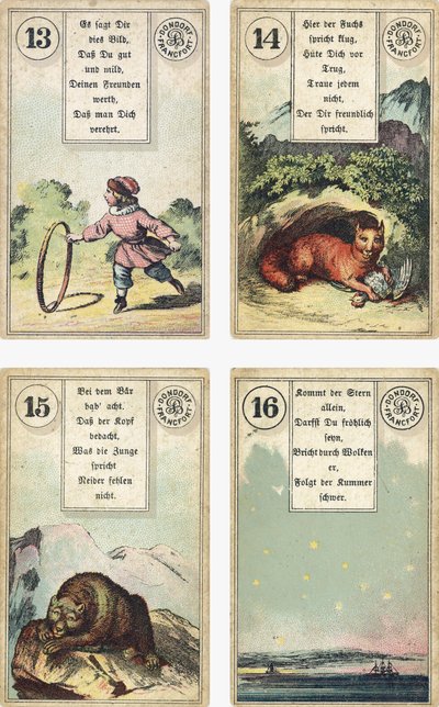 Édition allemande du jeu de cartomancie français Lenormand : L