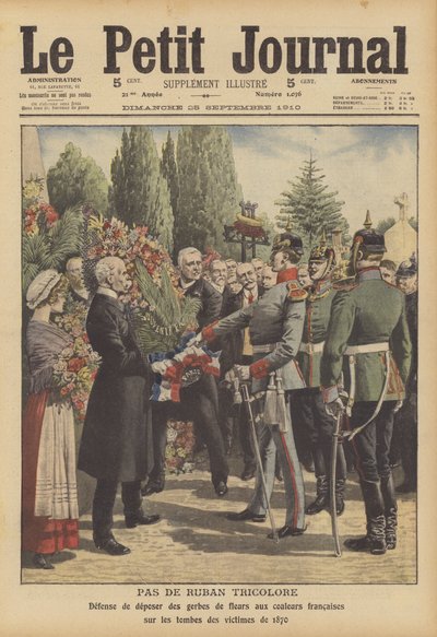 Des soldats allemands refusant de permettre que des couronnes avec des rubans tricolores français soient placées sur les tombes des soldats tués pendant la guerre franco-prussienne - French School