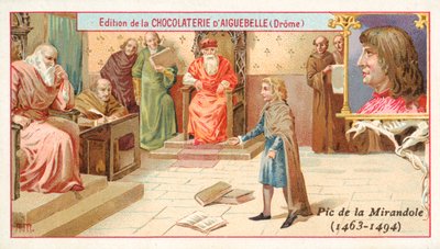 Giovanni Pico della Mirandola, philosophe italien, enfant (chromolithographie) - French School