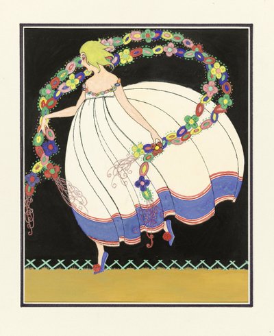 Fille dansant avec une double guirlande, pub. 1920 - French School