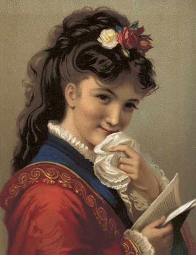 Fille qui rit (chromolitho) - French School