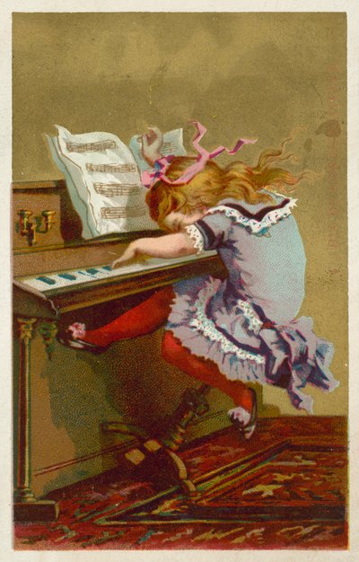 Fille jouant du piano - French School