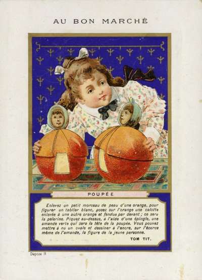 Fille jouant avec des poupées roulantes, Poupee - French School
