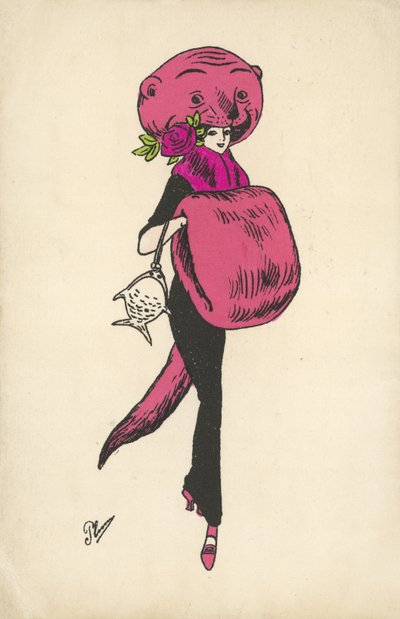Fille avec une tenue en fourrure d