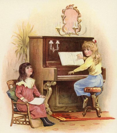 Filles au piano et à côté - French School