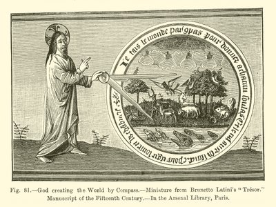 Dieu créant le monde avec un compas - French School