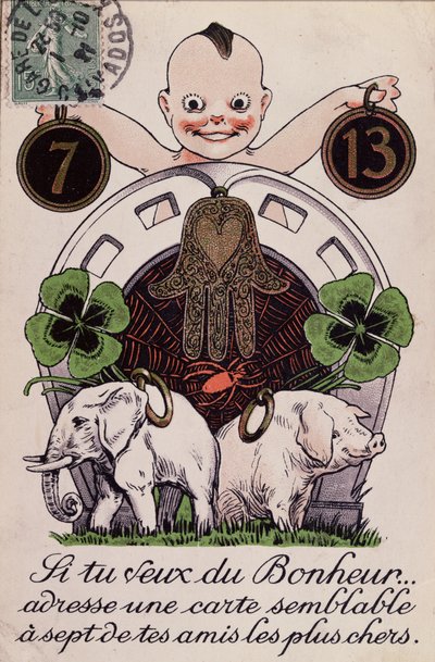 Carte de bonne chance, c.1920 - French School