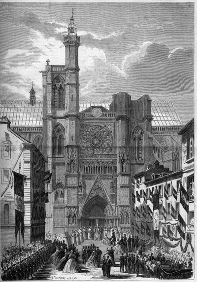 Architecture gothique : vue de la Cathédrale Notre-Dame de Clermont-Ferrand (Clermont-Ferrand), Puy-de-Dôme (63), lors de la visite de Napoléon III et de l