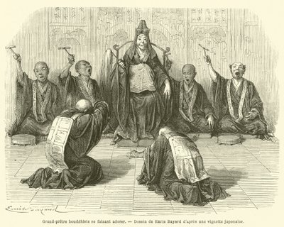 Grand-prêtre bouddhiste se faisant adorer - French School