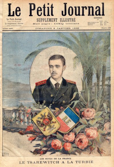 Le grand-duc et tsarévitch russe George Alexandrovitch, frère du tsar Nicolas II visitant La Turbie, France, « Le Petit Journal », 5 janvier 1896. - French School