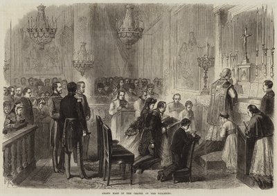 Grand-messe dans la chapelle des Tuileries (gravure) - French School