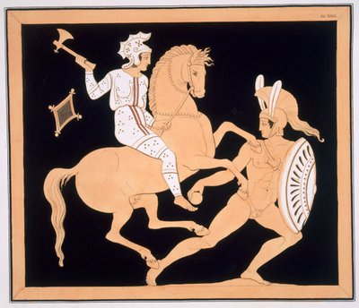 Guerrier grec en combat avec une Amazone montée, publié 1808-10 - French School