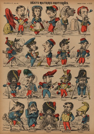 Caricatures militaires grotesques - French School