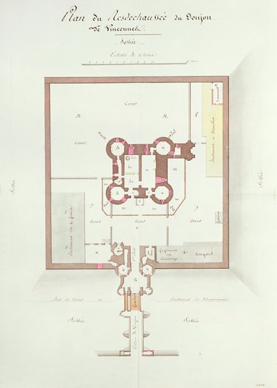 Plan du rez-de-chaussée du donjon de Vincennes - French School