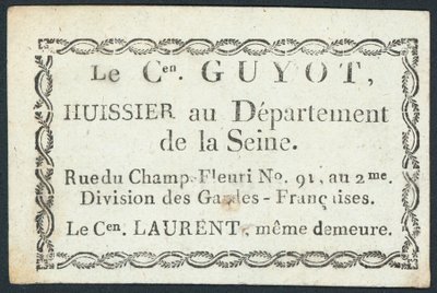 Guyot, huissier, carte de visite - French School
