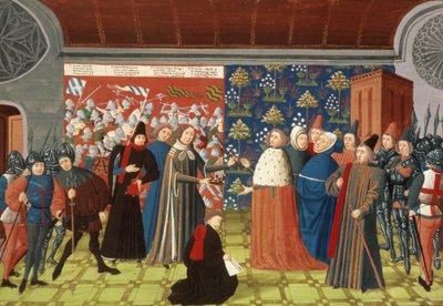 Richard II cède la couronne au comte de Derby, de la Chronique de Froissart, Vol IV - French School