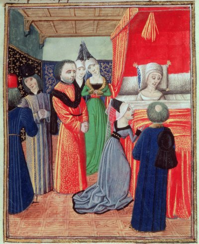 Mort de la reine Anne de Bohême, épouse de Richard II, causée par la peste, de la Chronique de Froissart, Vol IV - French School