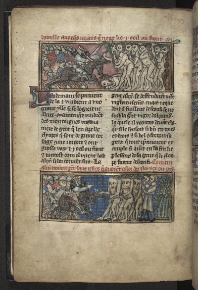Alexandre combattant des Cyclopes; Alexandre combattant un groupe de blemmyes, de 