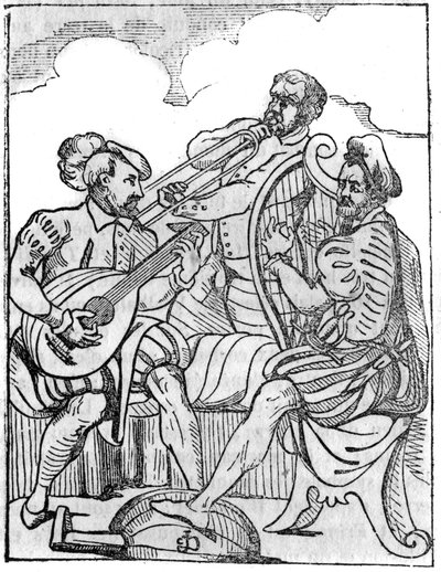 Joueurs de harpe et de luth (Cythara et Testudo) au XVIe siècle. Dans "Le magasin pittoresque" 1836 - French School