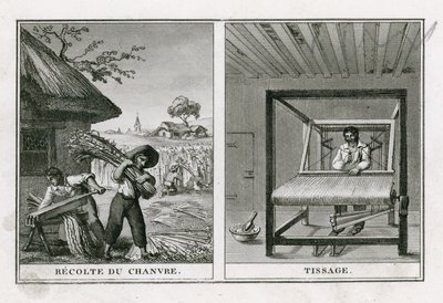Récolte et tissage du chanvre - French School