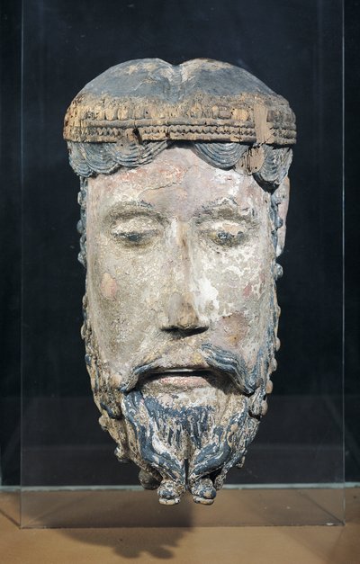 Tête du Christ, de Lavaudieu (bois polychrome) - French School