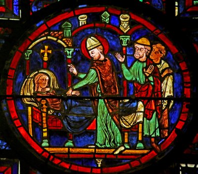 Guérison de Tétradius, scène de la vie de Saint Martin, cathédrale de Chartres - French School