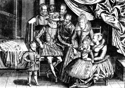 Henri IV (1553-1610) Roi de France avec sa famille et ses conseillers - French School