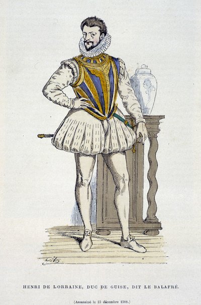 Henri de Lorraine, Duc de Guise, dit le Balafré (1550 - 1588) - dans « France et les Français à travers les siècles » par Augustin - French School