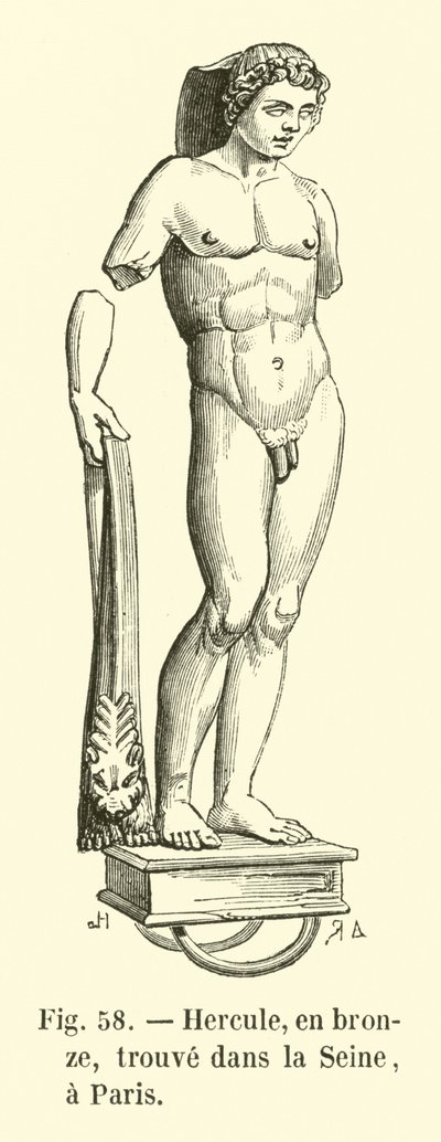 Hercule, en bronze, trouve dans la Seine, a Paris (engraving) - French School