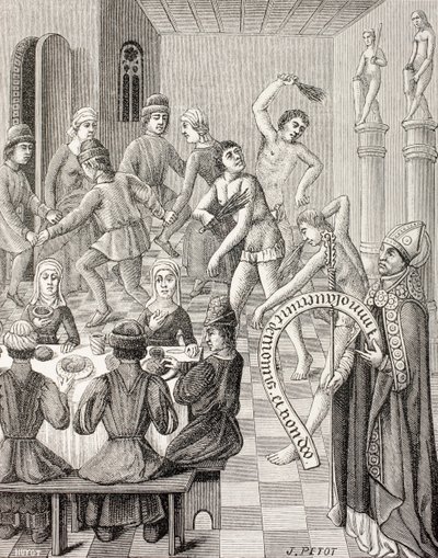 Hérésie des Flagellants, vers 1880 (lithographie) - French School