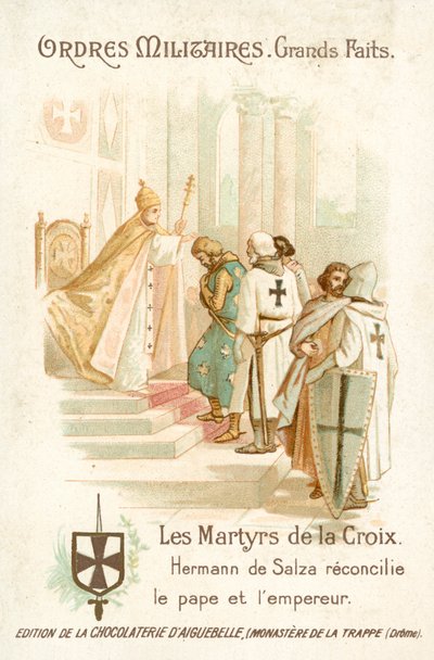 Hermann von Salza, Grand Maître des Chevaliers Teutoniques, réconcilie le Pape Grégoire IX et l