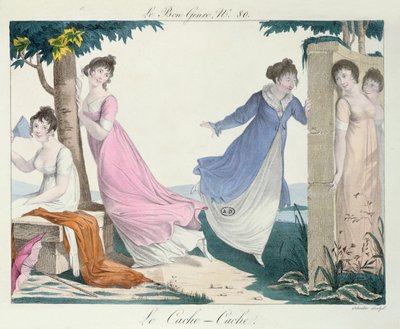Cache-cache, illustration de Le Bon Genre, début du XIXe siècle - French School