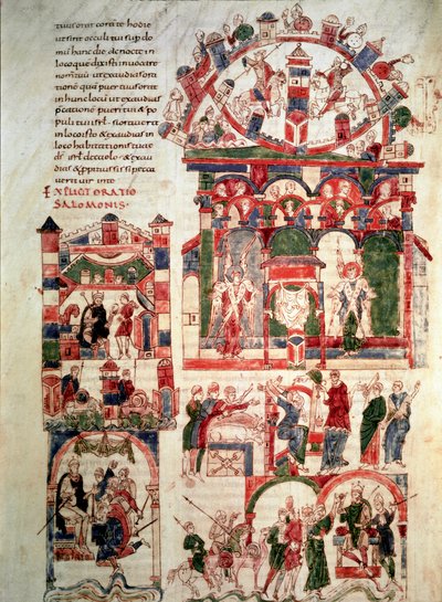 Histoire de la vie du roi Salomon Page de la Bible de Noailles (ou Bible de Sant Pere de Roda ou Saint Pierre de Rodas) 10e ou 11e siècle Paris, B.N. - French School