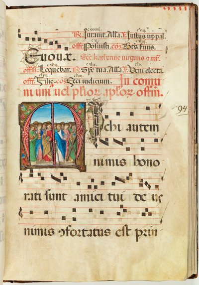 Saints Apôtres, Graduel, f.94 (encre, tempera et feuille d