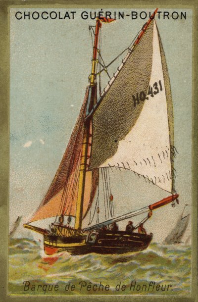 Bateau de pêche de Honfleur (chromolithographie) - French School