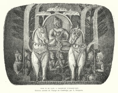 Char tiré par des chevaux, bas-relief du temple d
