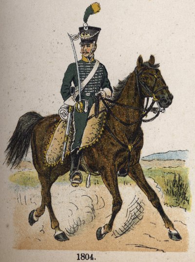 Chasseur à cheval en 1804. Planche du livre Les Uniformes de l