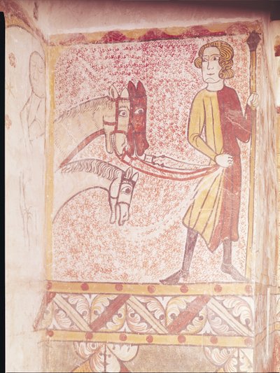 Cavalier tenant les rênes de trois chevaux, du Mur Nord, vers 1265 - French School